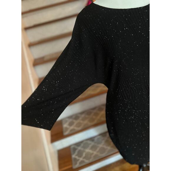 Black Shimmer Faux Wrap / Side Knot Dress – XL - Picture 8 of 8